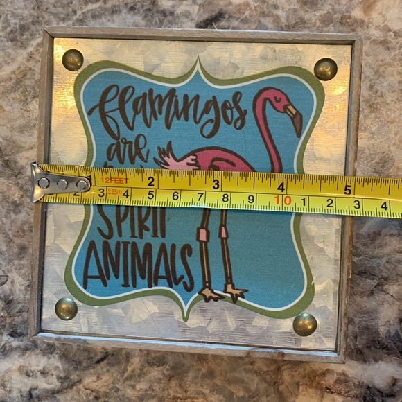 Flamingos are my Spirit Animals- wood and metal decor sign - Picture 4 of 6
